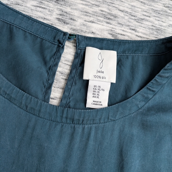 Deep Teal Silk Women's Top Buttery Soft Sz XL - Picture 5 of 11